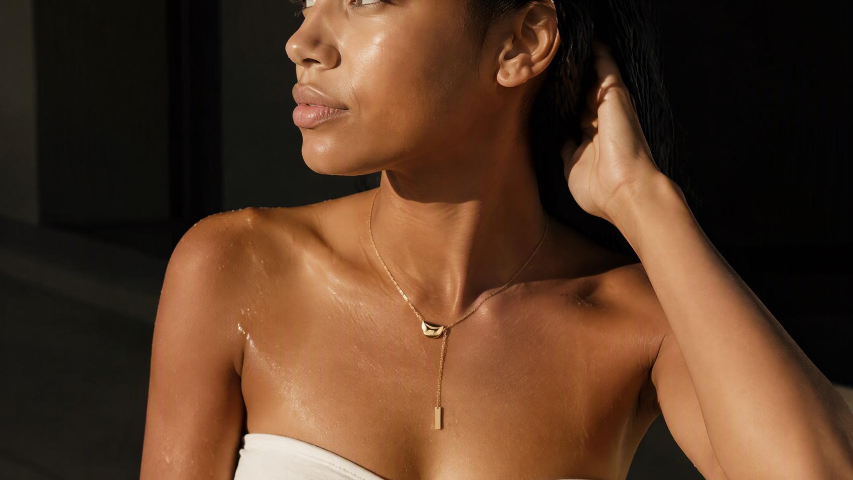 Minimalist Teardrop And Bar Pendant Necklace