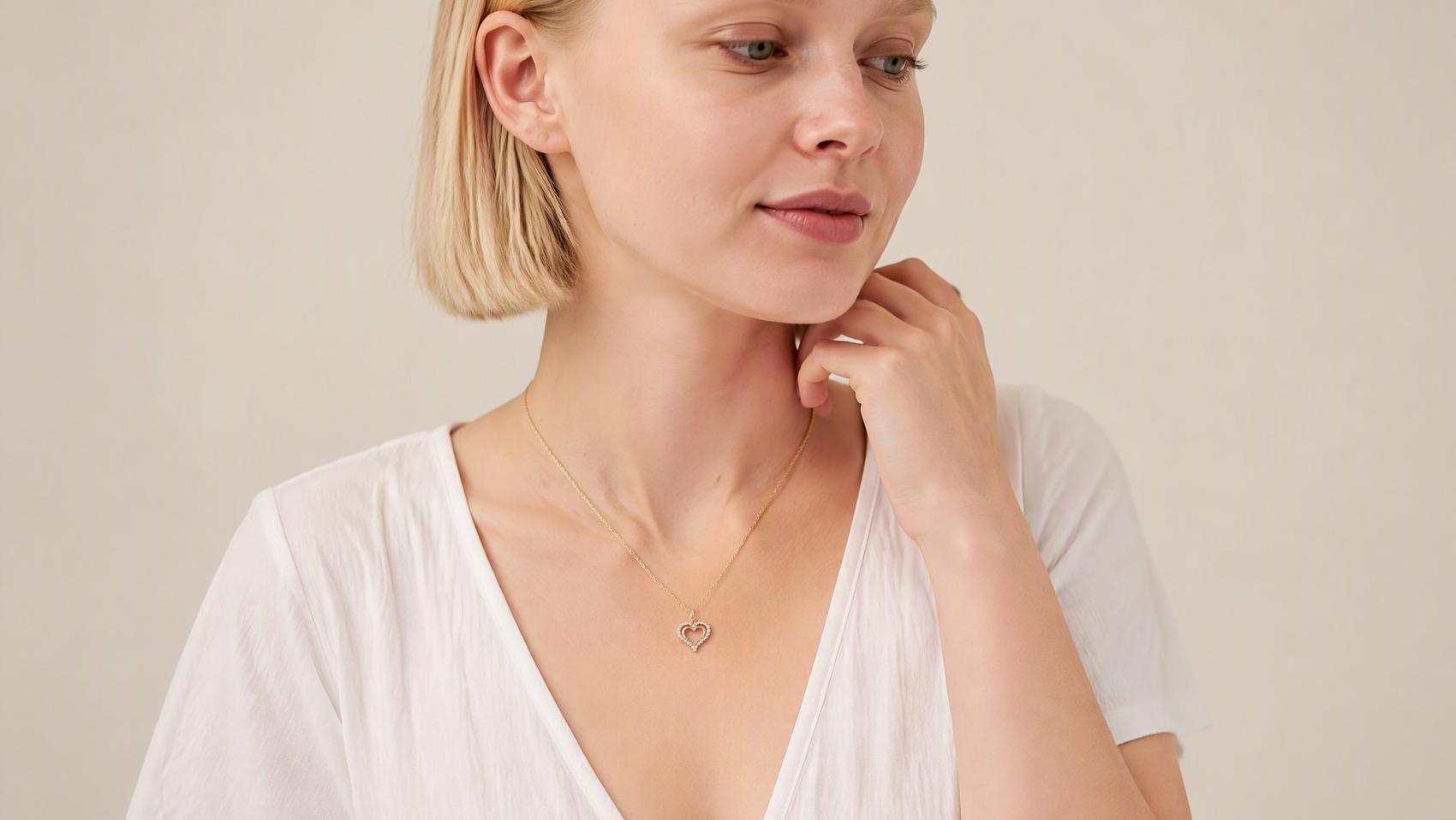 Dainty Hollow Heart Pendant Necklace