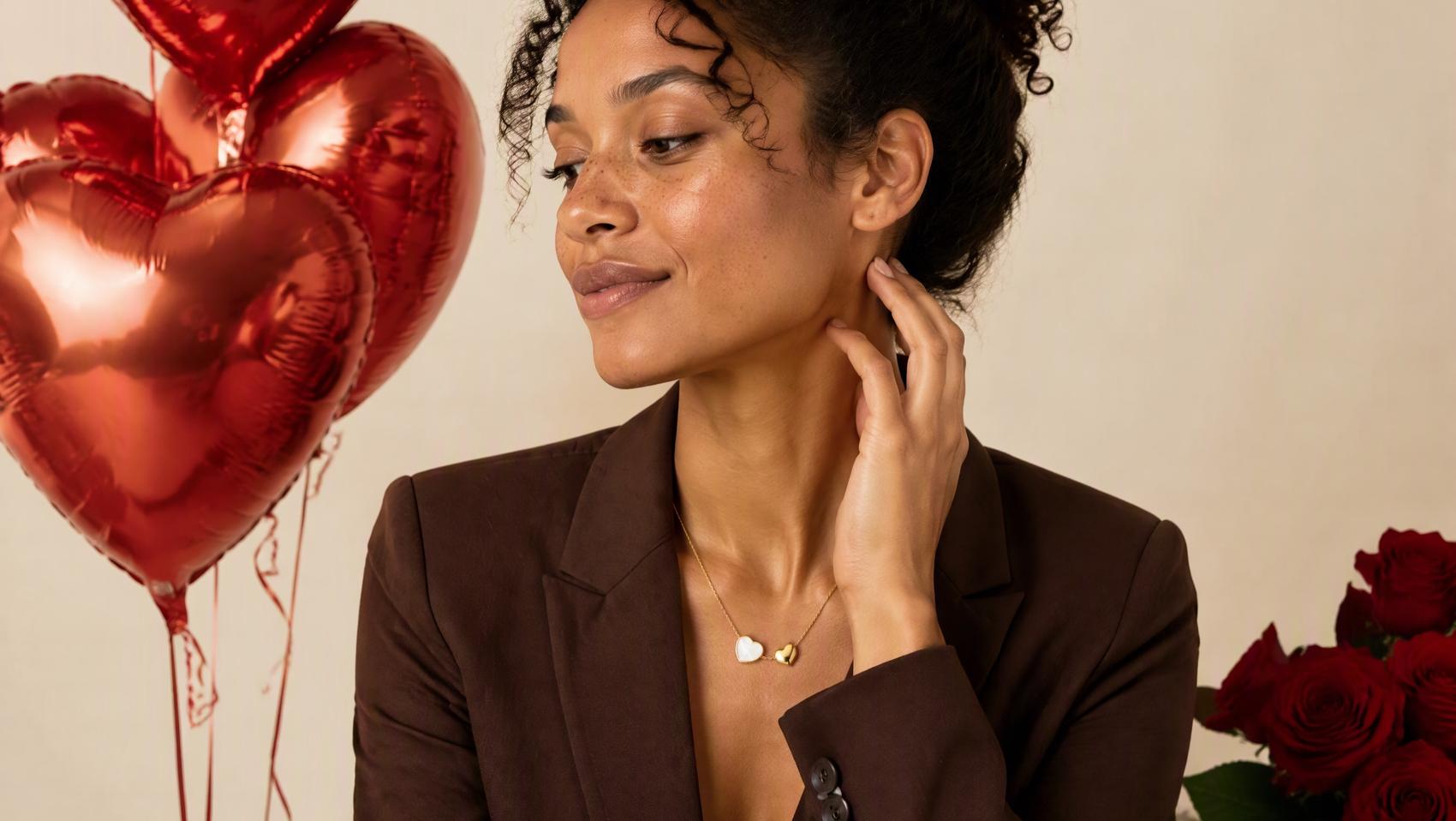Dainty Double Heart Pendant Necklace