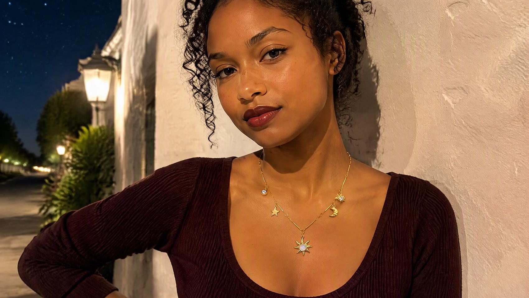 Trendy Sun Moon Star Charm Necklace