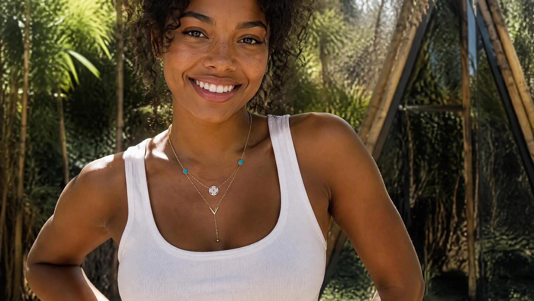 Dainty Flower & V Pendant Necklace
