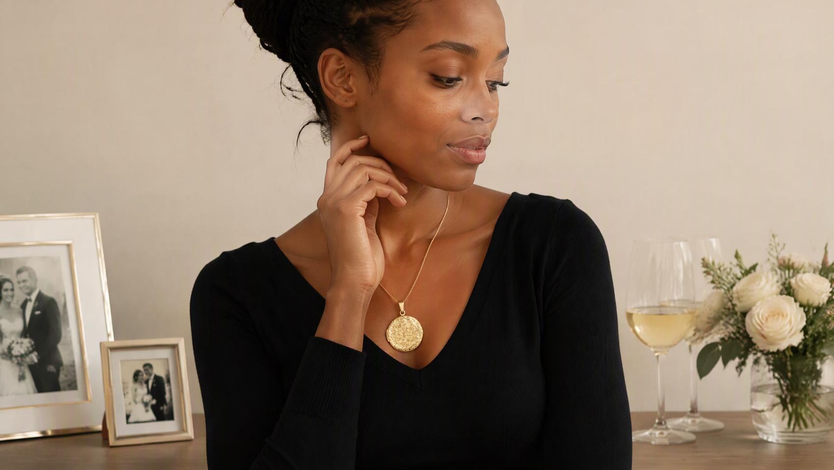 Floral Round Locket Necklace