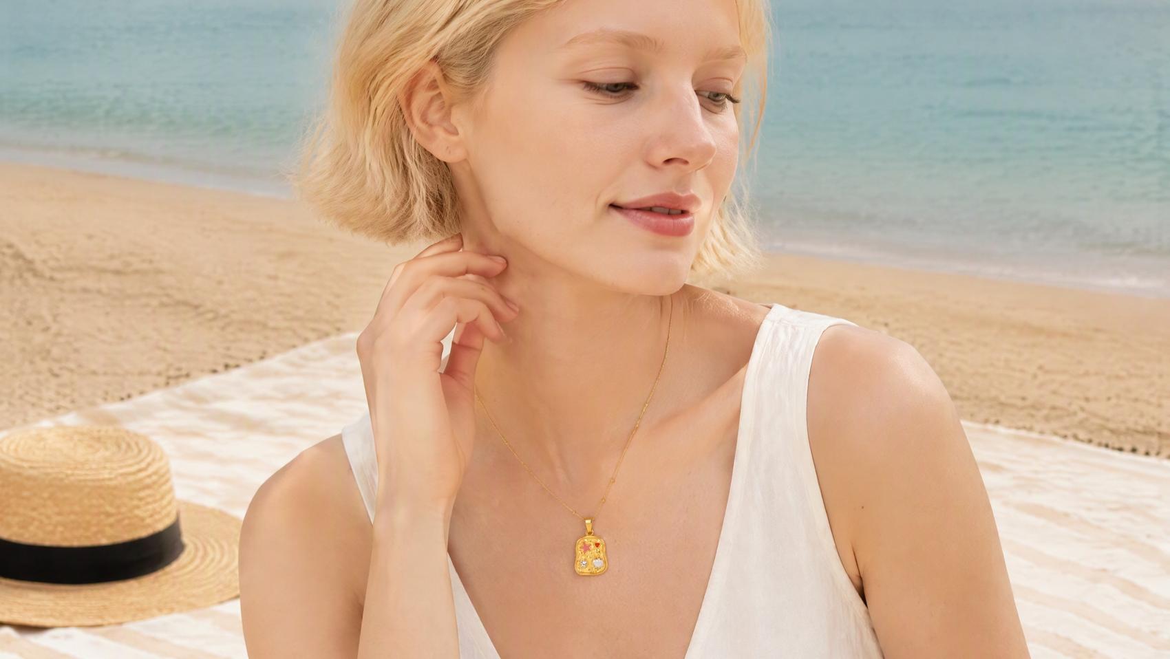Cute Starfish & Shell Pendant Necklace