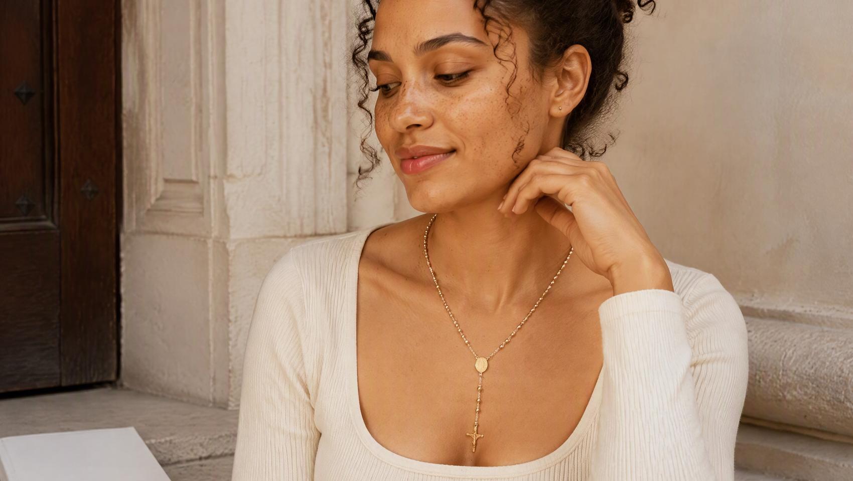 Dainty Crucifix Rosary Necklace