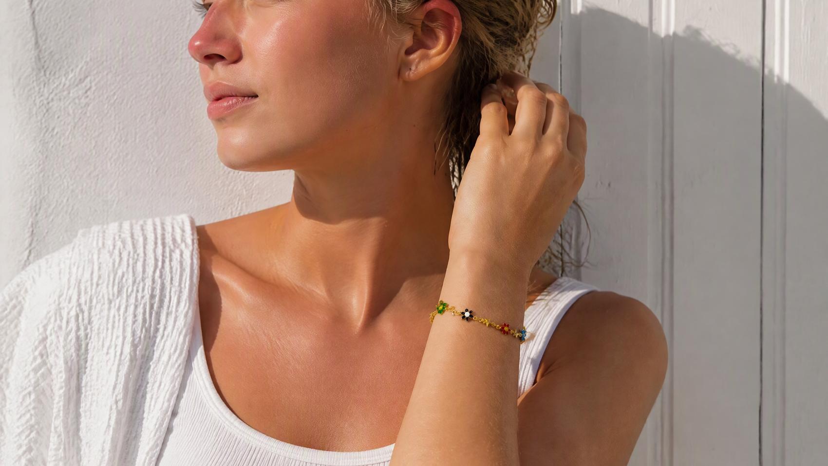 Cute Flower and Star Charm Bracelet