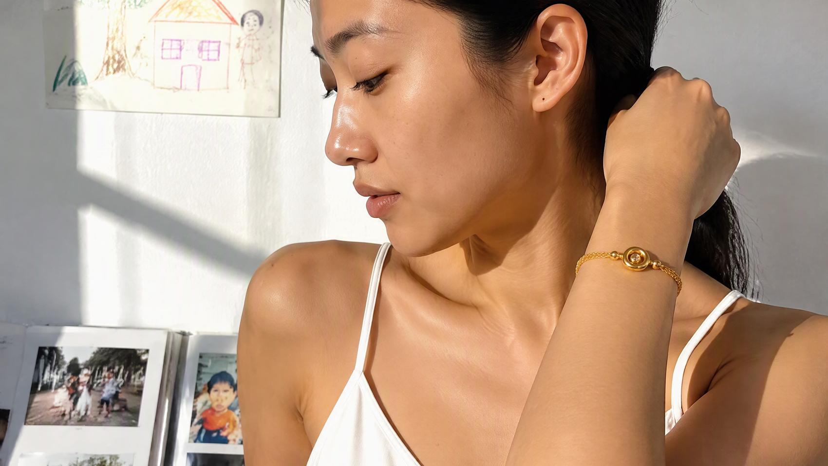 Dainty Bar and Disc Bracelet