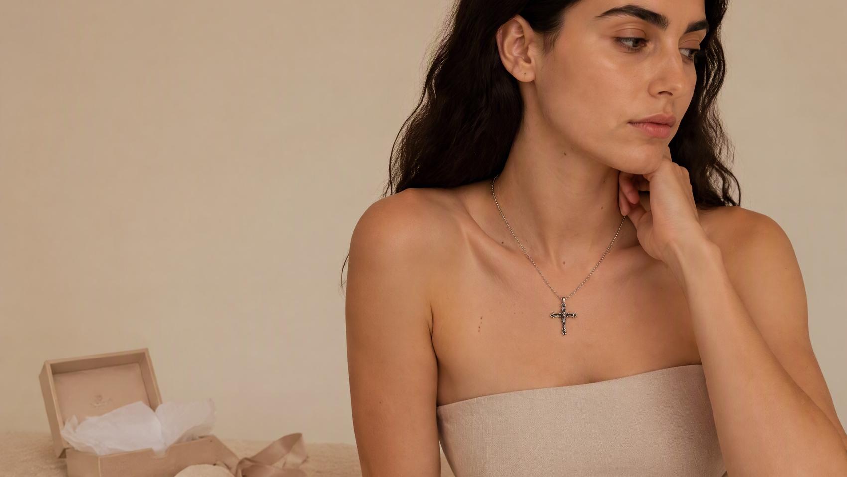Vintage Skull Cross Pendant Necklace