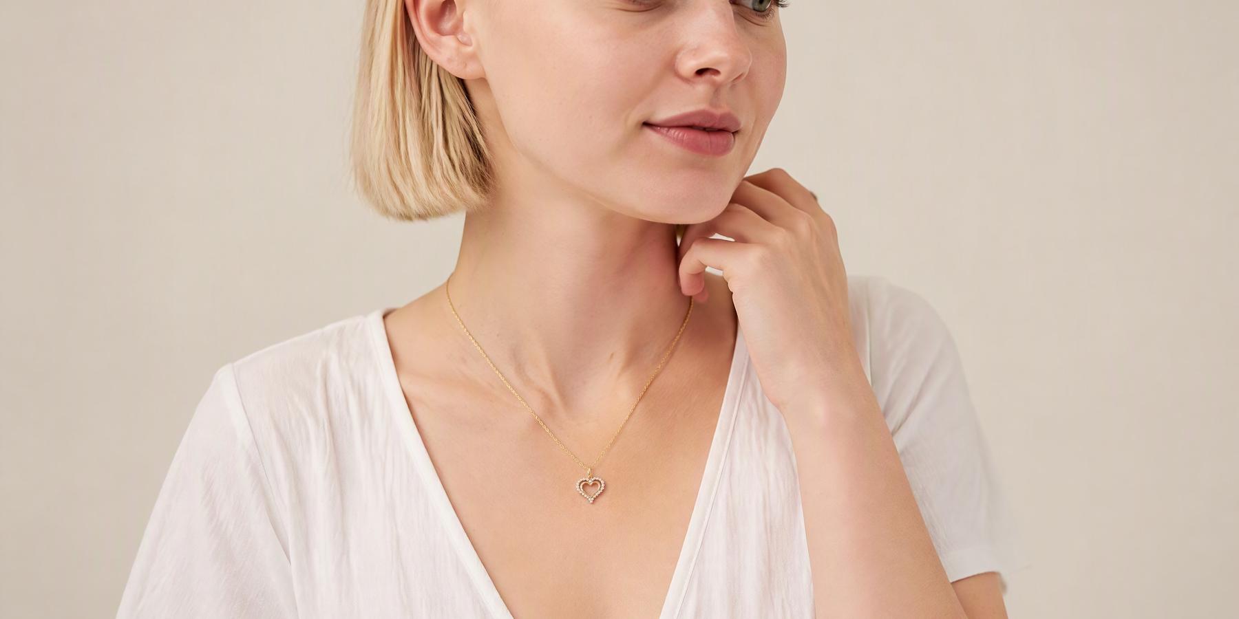 Dainty Hollow Heart Pendant Necklace
