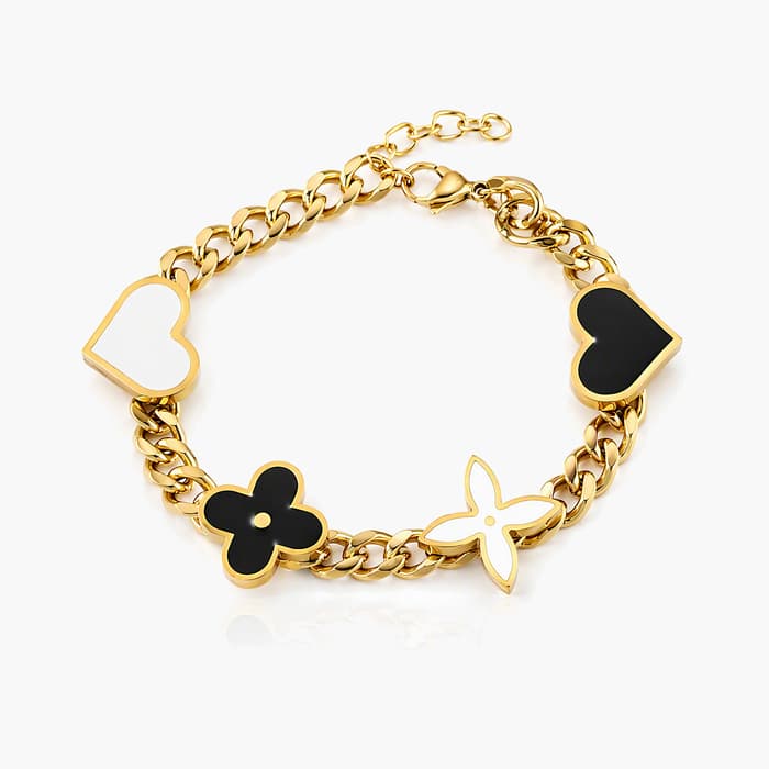 Heart And Flower Charm Bracelet