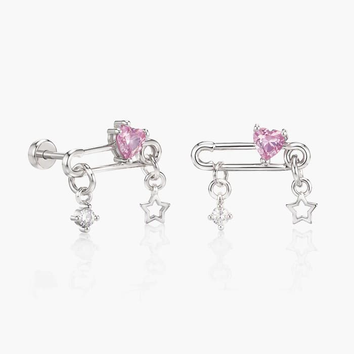 Cute Safety Pin Heart Earrings