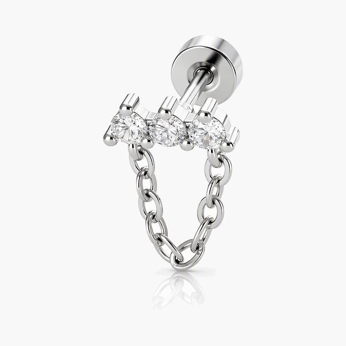Dainty Heart Chain Stud Earrings
