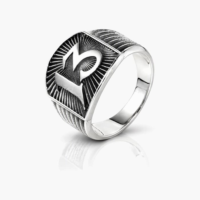 Chunky Letter M Signet Ring