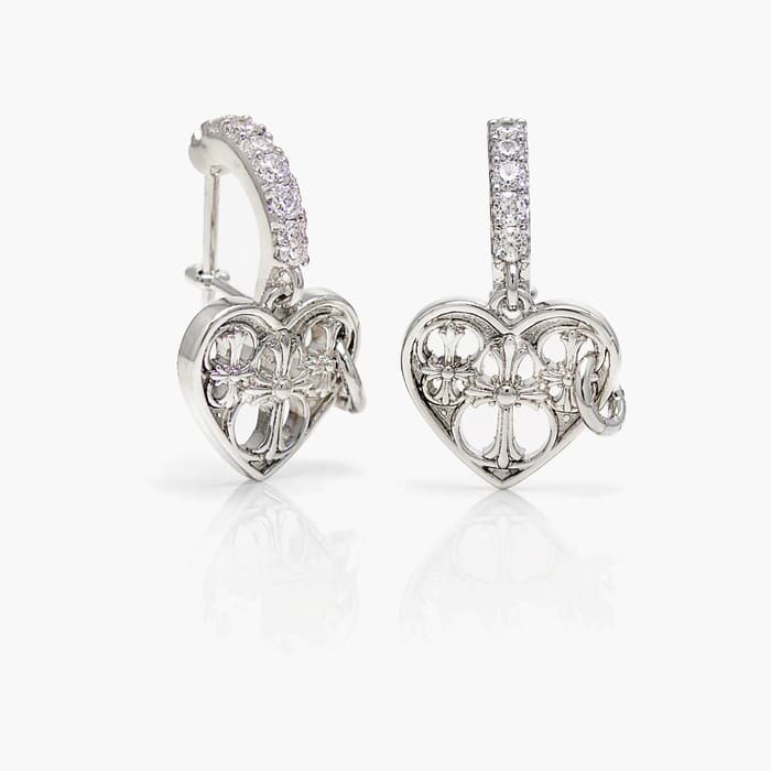 Vintage Heart Charm Huggie Earrings