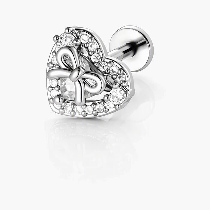 Cute Heart Bow Knot Stud Earrings