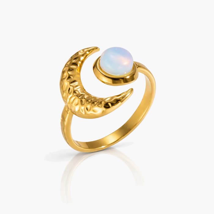 Crescent Moon Opal Ring