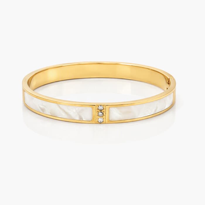 Elegant Inlaid Open Cuff Bangle