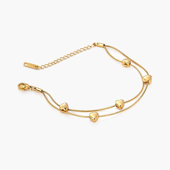 Dainty Double Layer Heart Bracelet