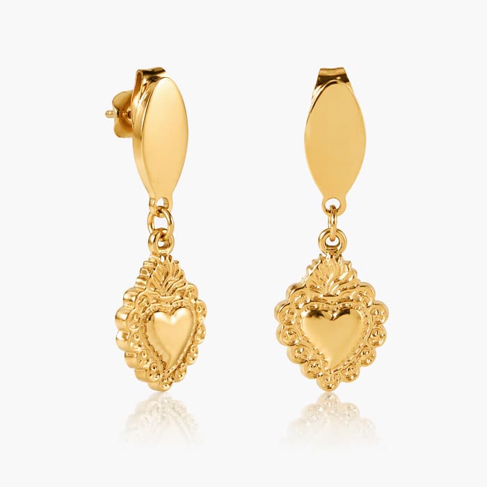 Sacred Heart Drop Earrings