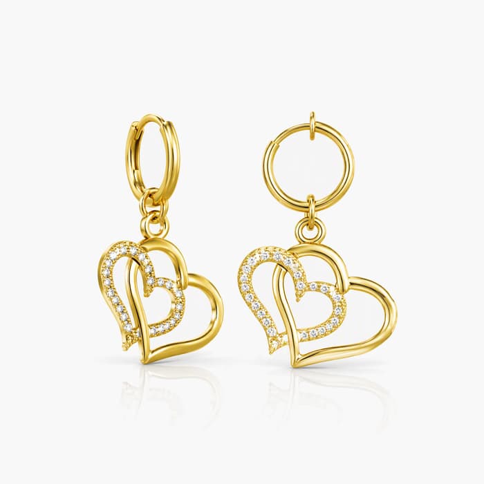 Dainty Heart Star Moon Charm Earrings