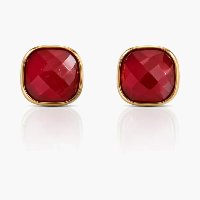 Faceted Square Stud Earrings