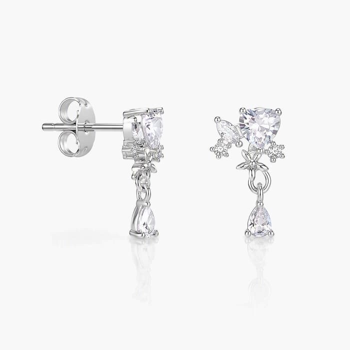 Dainty Heart Butterfly Drop Earring