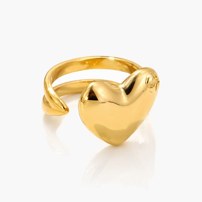 Cute Heart Open Cuff Ring