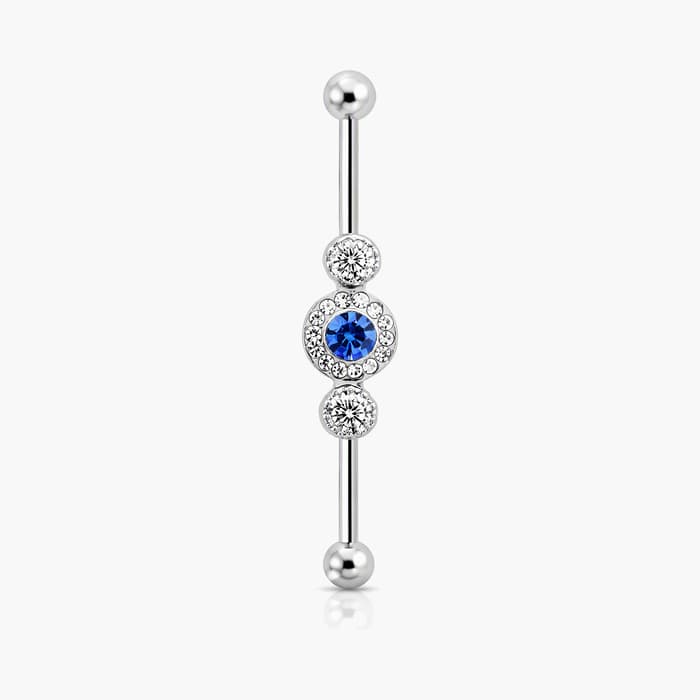 Elegant Triple Stone Industrial Barbell