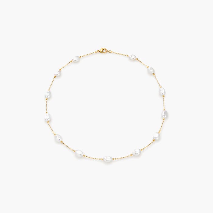 Dainty Irregular Pearl Station Necklace