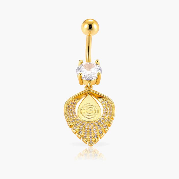 Dainty Feather Charm Belly Ring