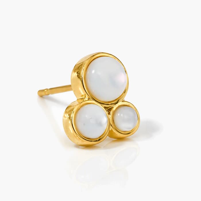 Dainty Triple Stone Cluster Stud Earrings