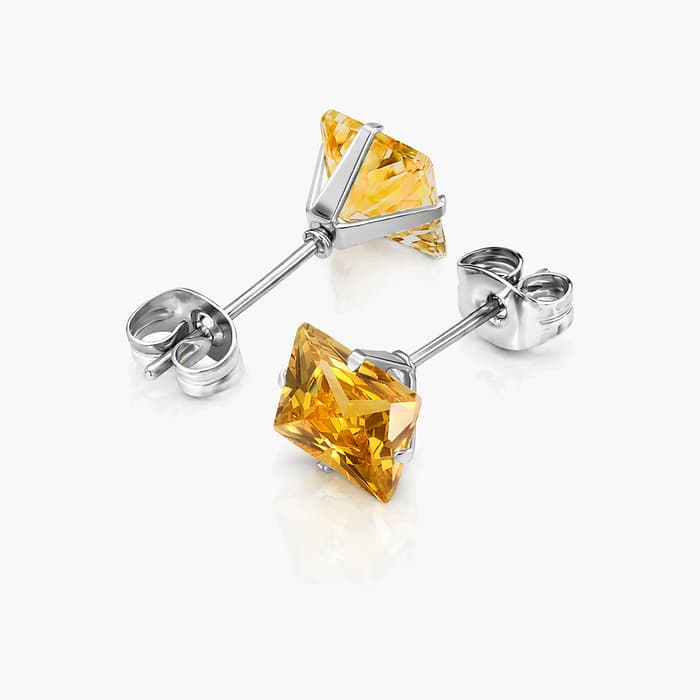 Square Stone Stud Earrings
