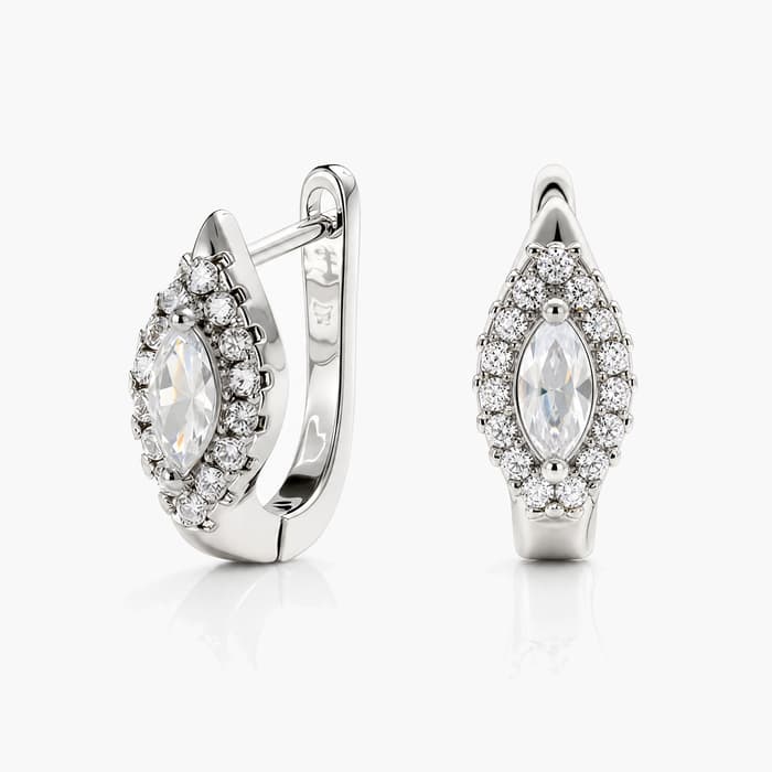 Dainty Teardrop Halo Huggie Earrings