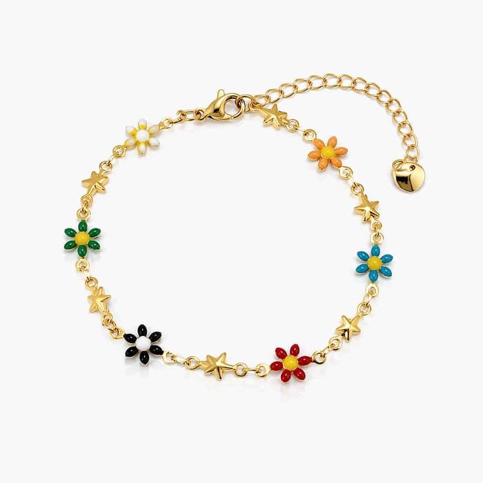 Cute Flower and Star Charm Bracelet