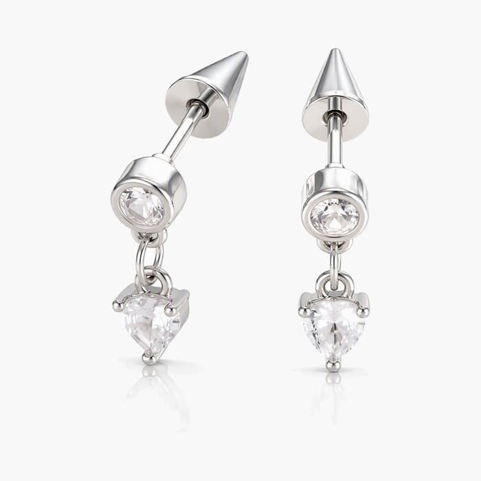 Dainty Heart Charm Stud Earrings
