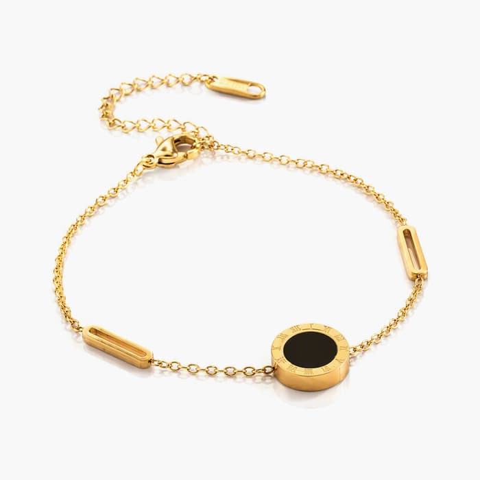 Minimalist Roman Numeral Disc Bracelet