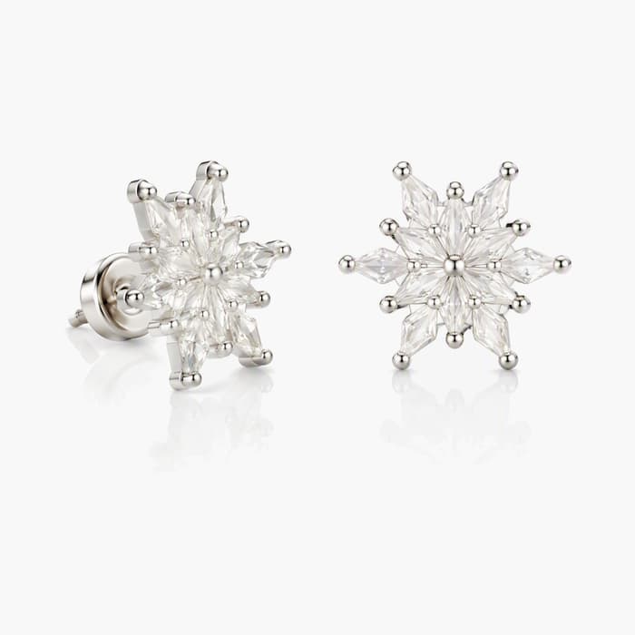 Dainty Snowflake Drop Earrings