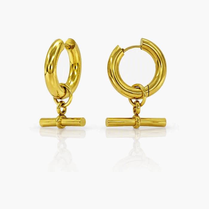 Minimalist Circle And Bar Drop Earrings