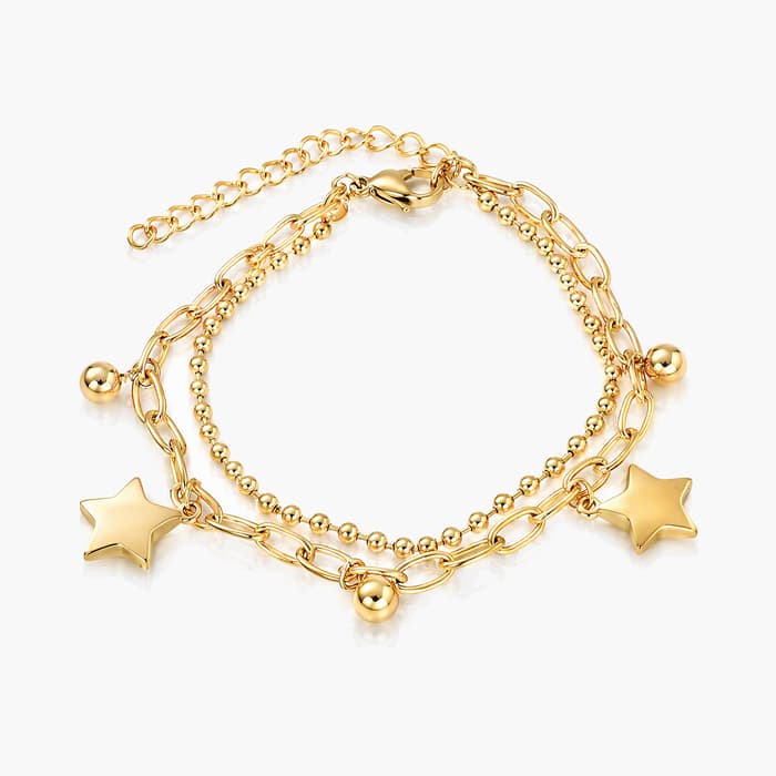 Cute Double Layer Star Charm Bracelet