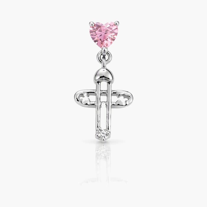 Dainty Heart Cross Drop Earrings