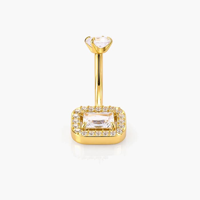 Dainty Square Halo Belly Ring