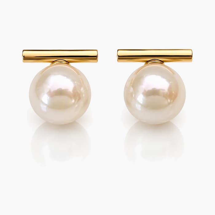 Minimalist Bar Pearl Stud Earrings