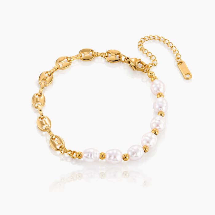 Dainty Pearl Link Bracelet