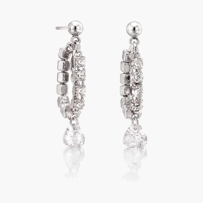 Dainty Heart Charm Drop Earrings