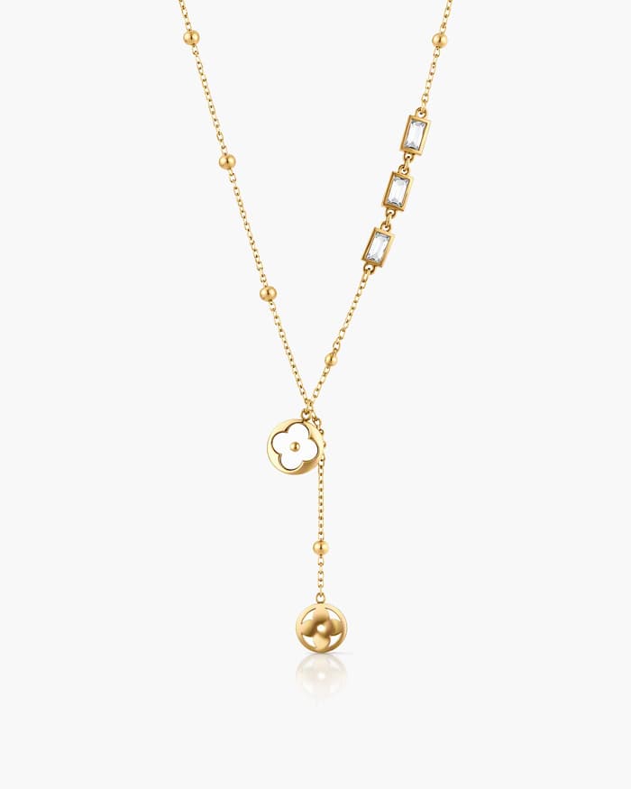 Dainty Flower & Disc Pendant Necklace