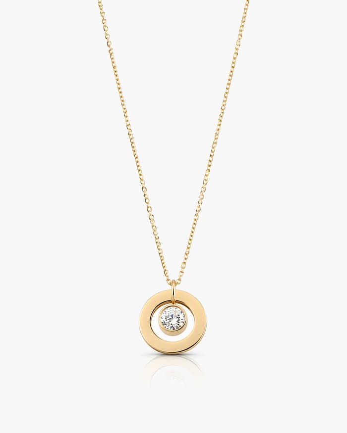 Minimalist Circle Disc Pendant Necklace