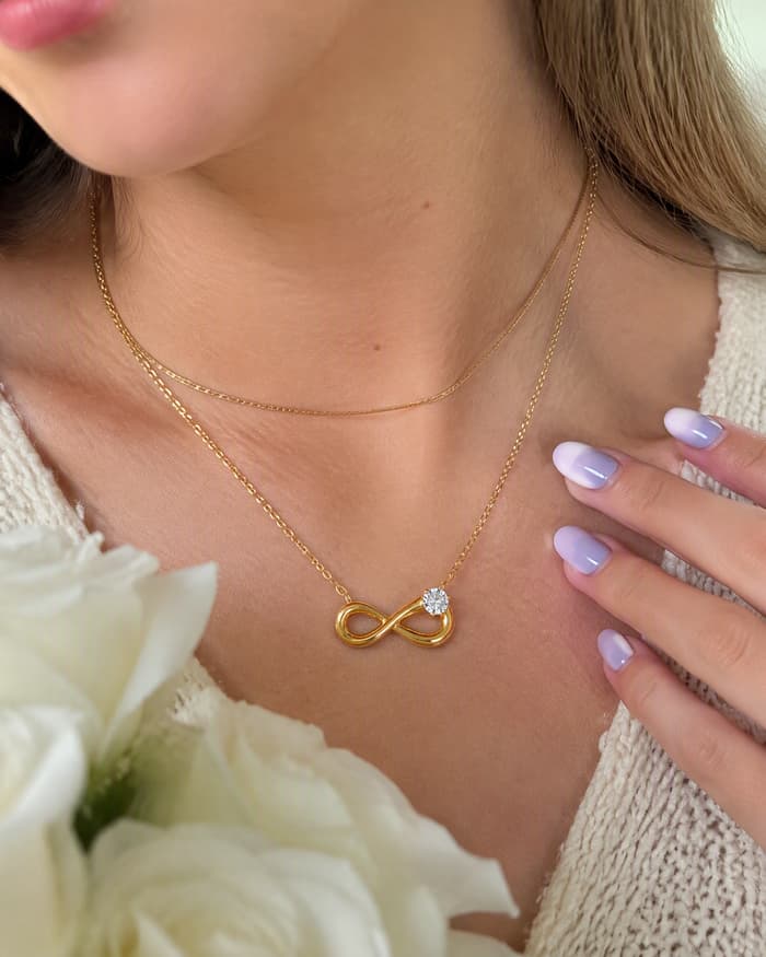 Dainty Infinity Pendant Necklace — worn