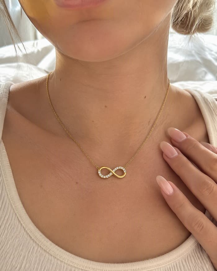 Dainty Infinity Pendant Necklace — worn
