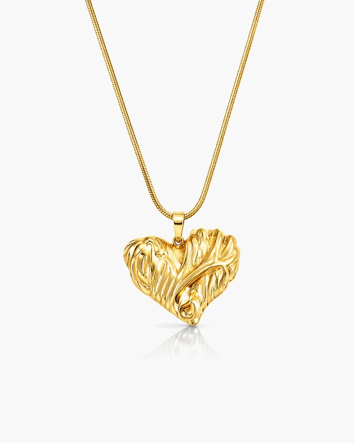 Textured Heart Pendant Necklace
