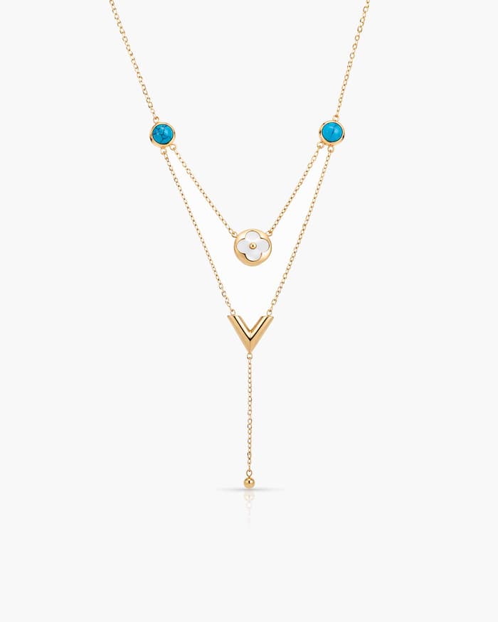 Dainty Flower & V Pendant Necklace