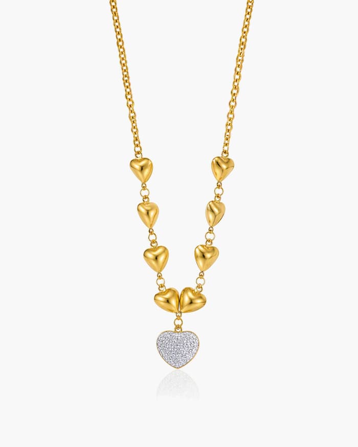 Cascading Heart Charm Necklace